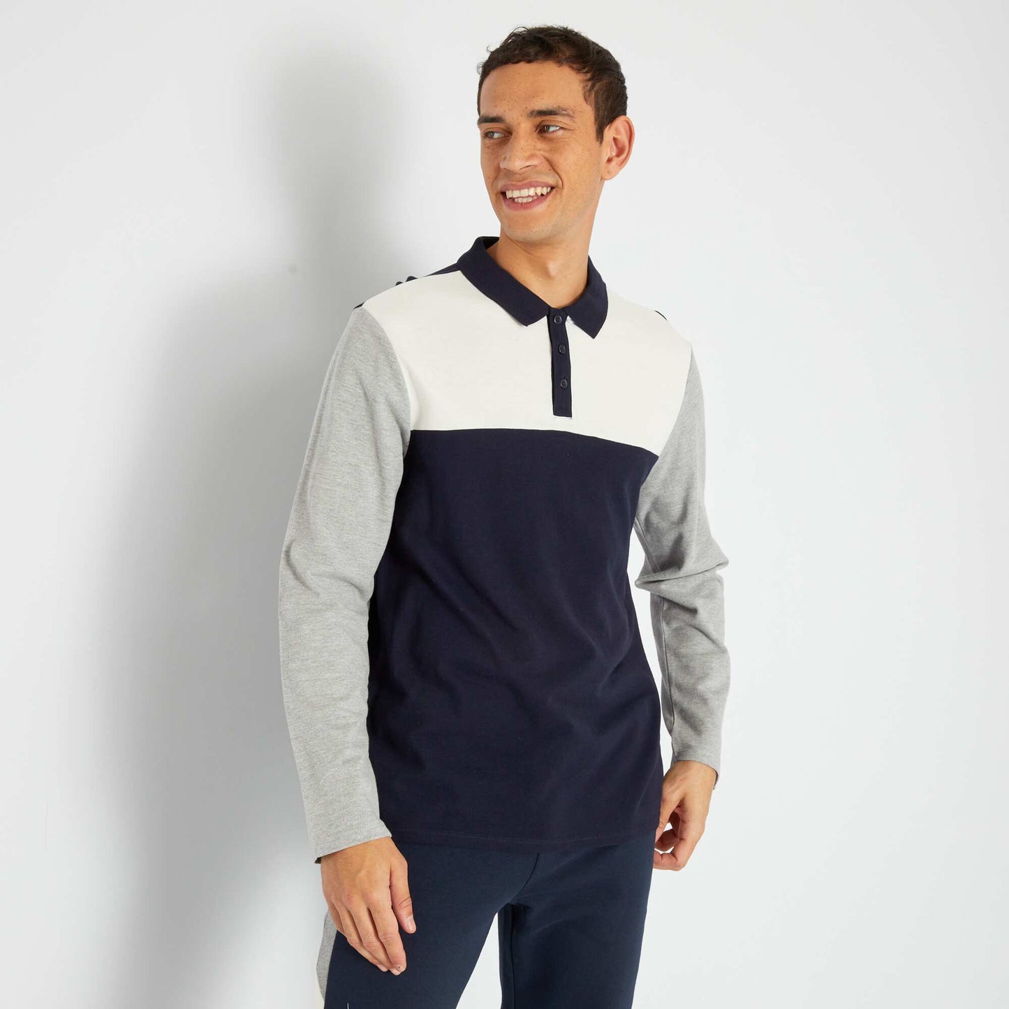 Polo en piqu en coton bleu denim