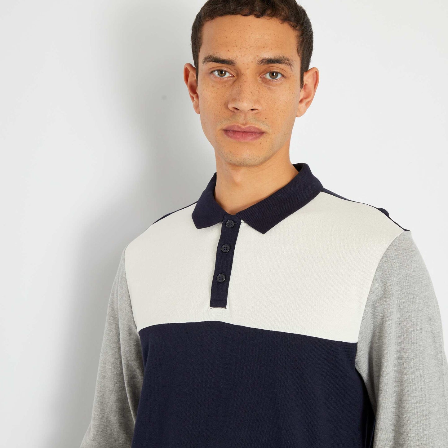 Polo en piqu en coton bleu denim