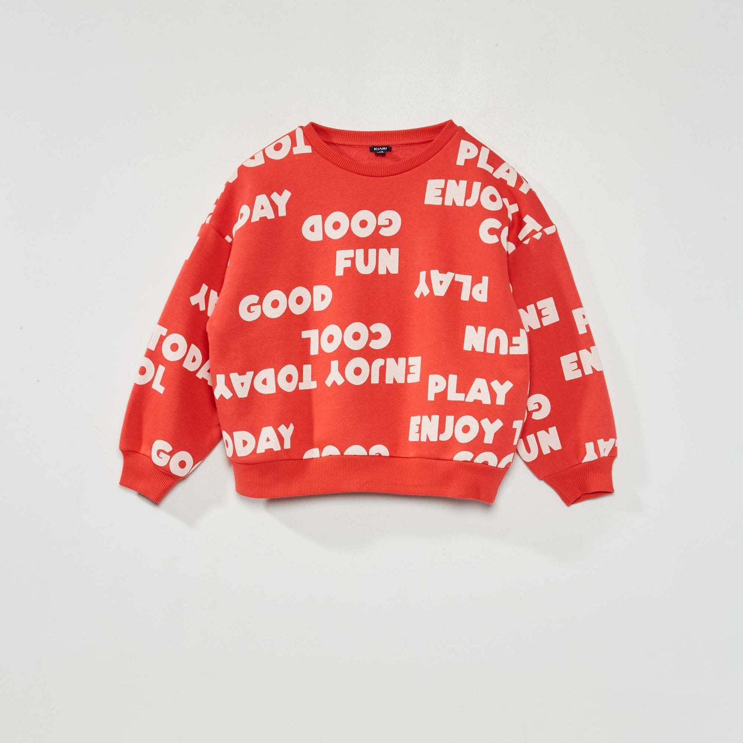 Sweat en molleton imprim Rouge/blanc