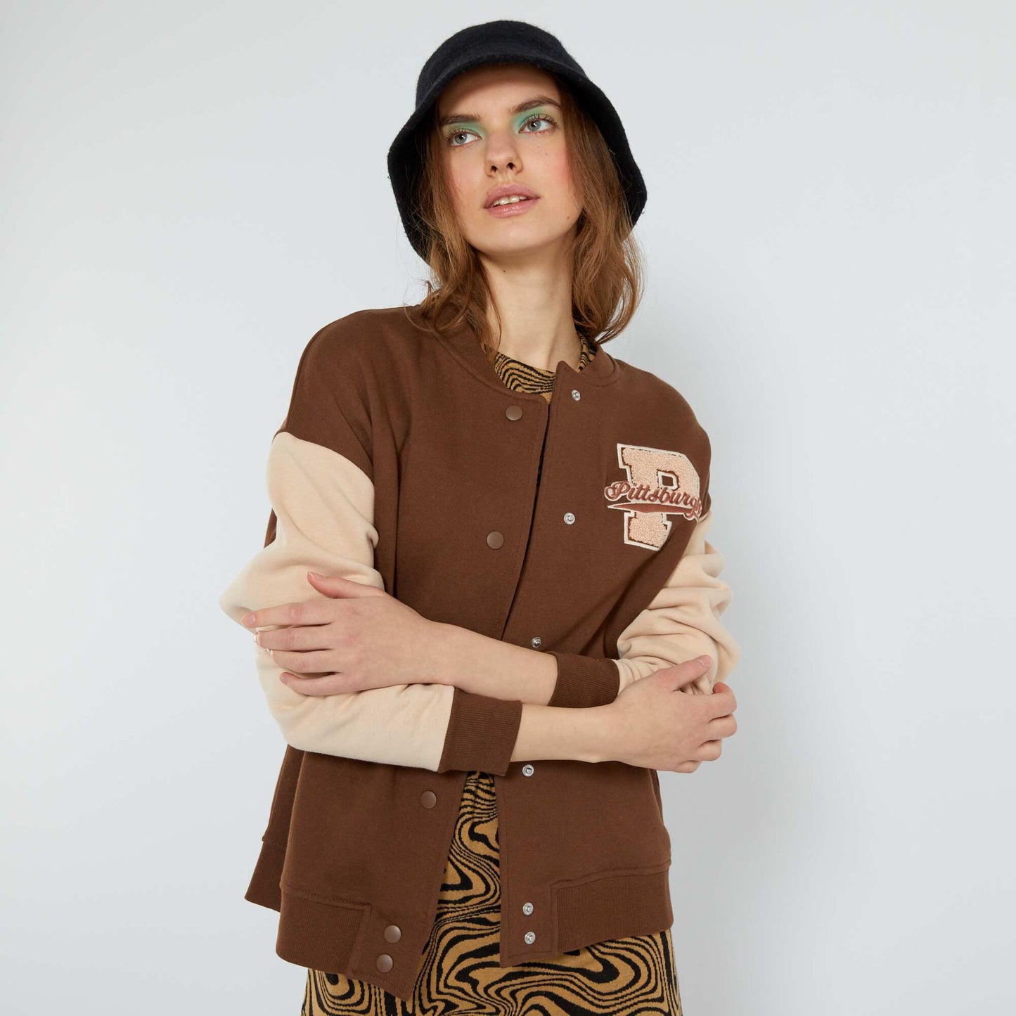 Sweat teddy style am ricain Marron/beige