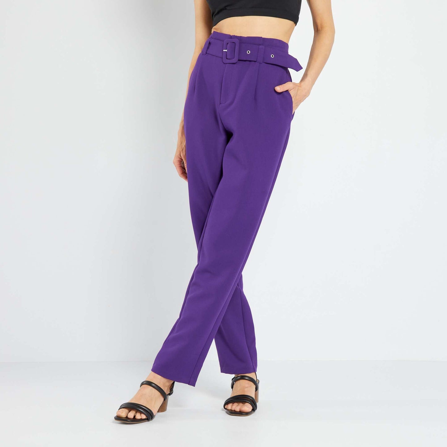 Pantalon carotte avec ceinture Violet