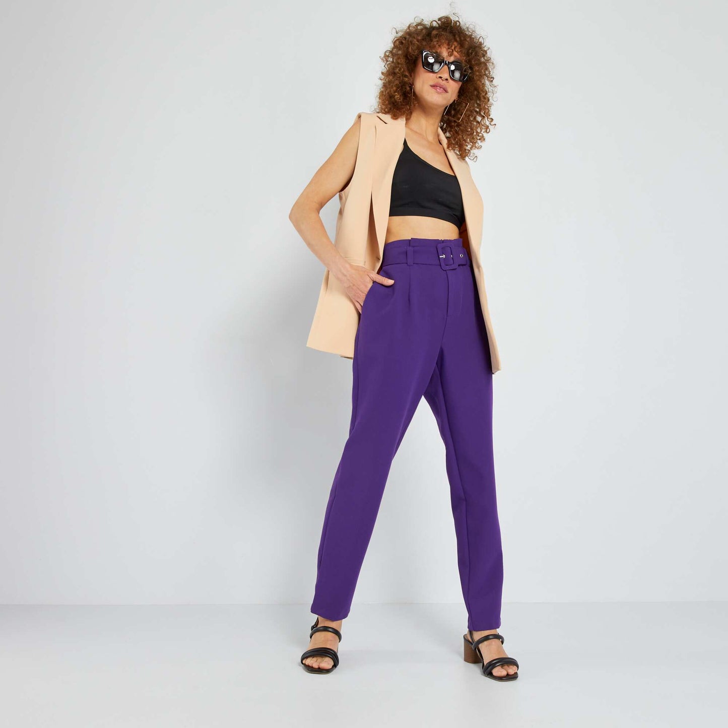 Pantalon carotte avec ceinture Violet