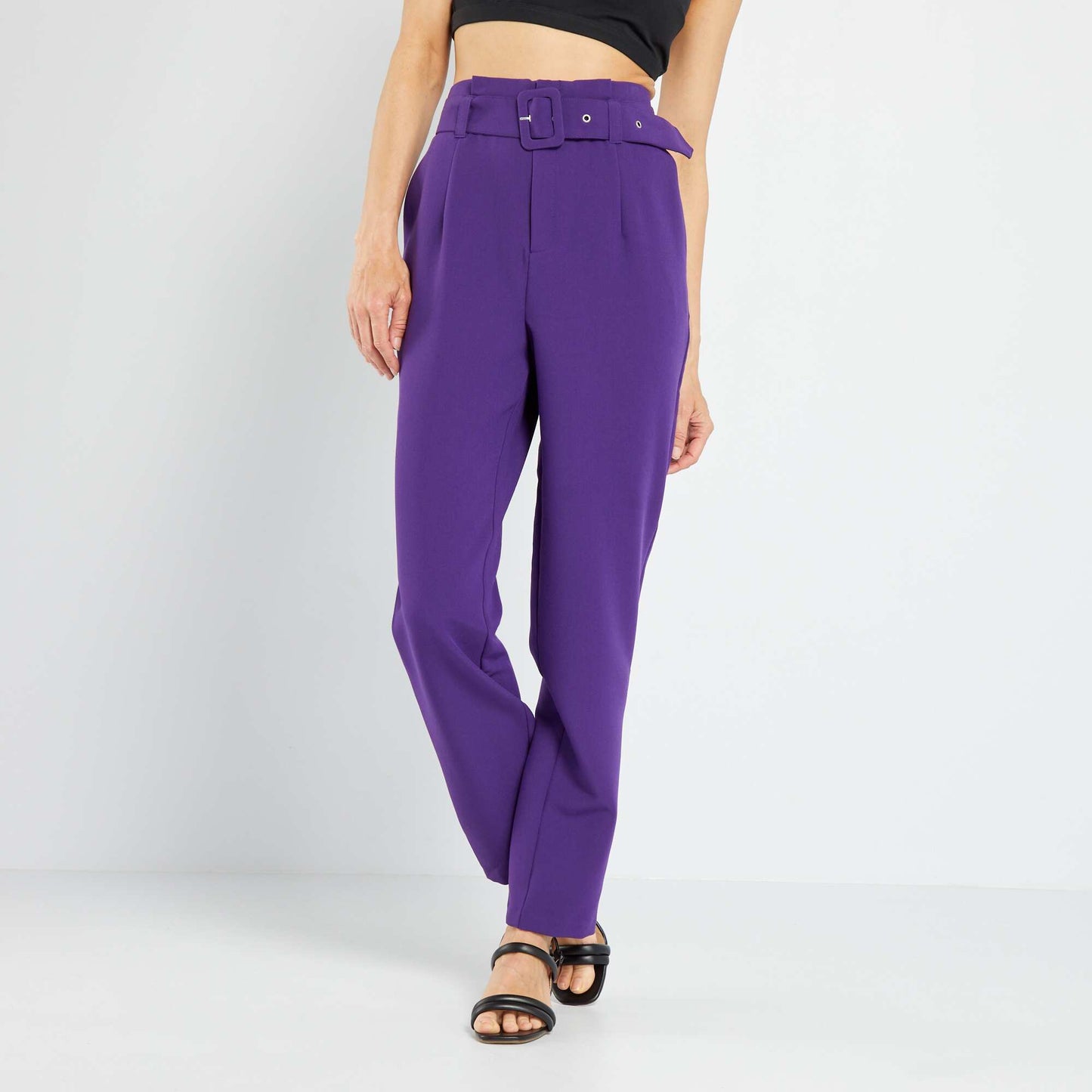 Pantalon carotte avec ceinture Violet
