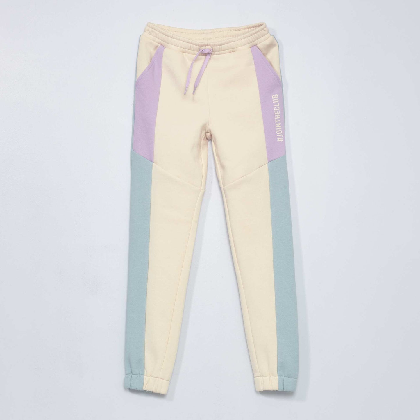 Pantalon jogging colorblock Beige/violet/bleu