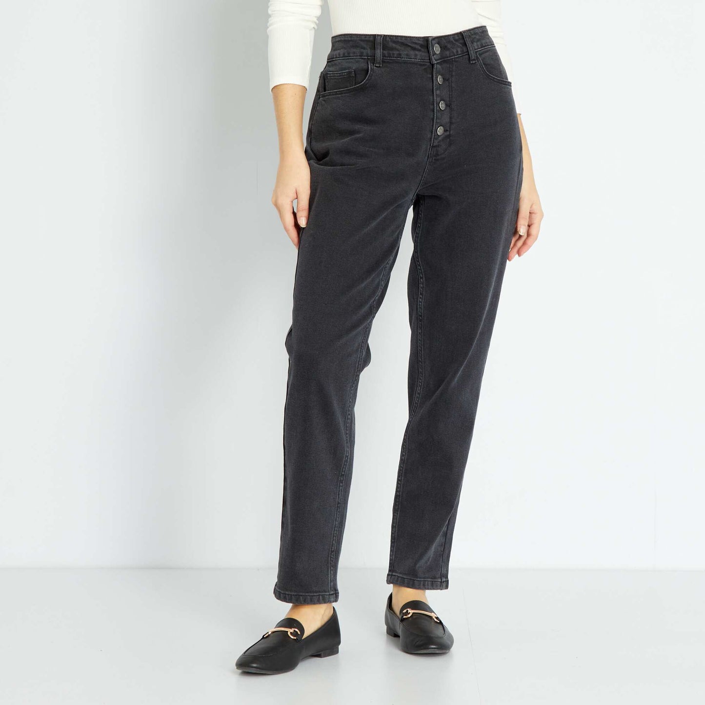 Jean mom taille tr s haute - L30 Noir