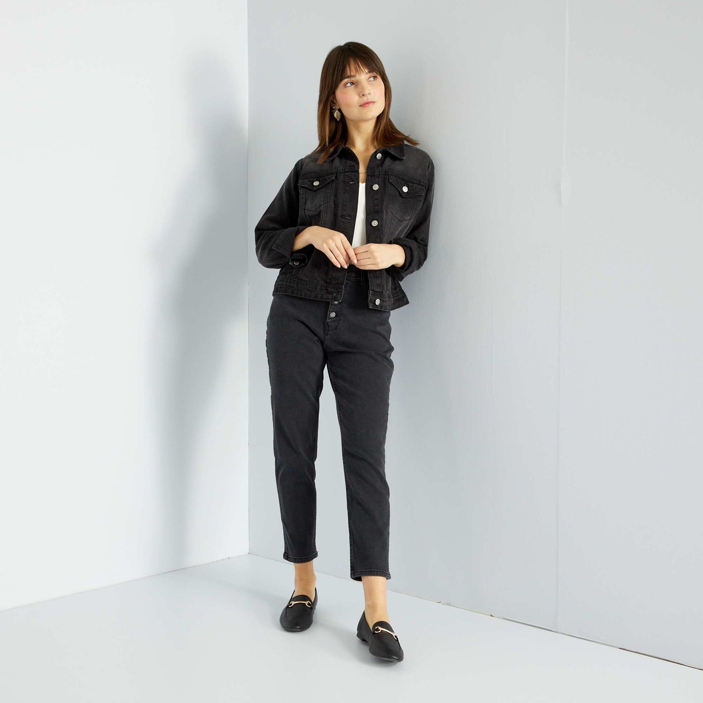 Jean mom taille tr s haute - L30 Noir