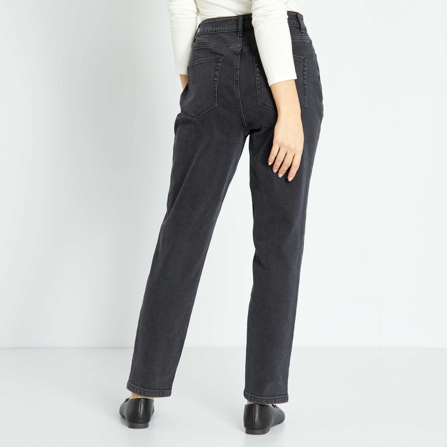 Jean mom taille tr s haute - L30 Noir