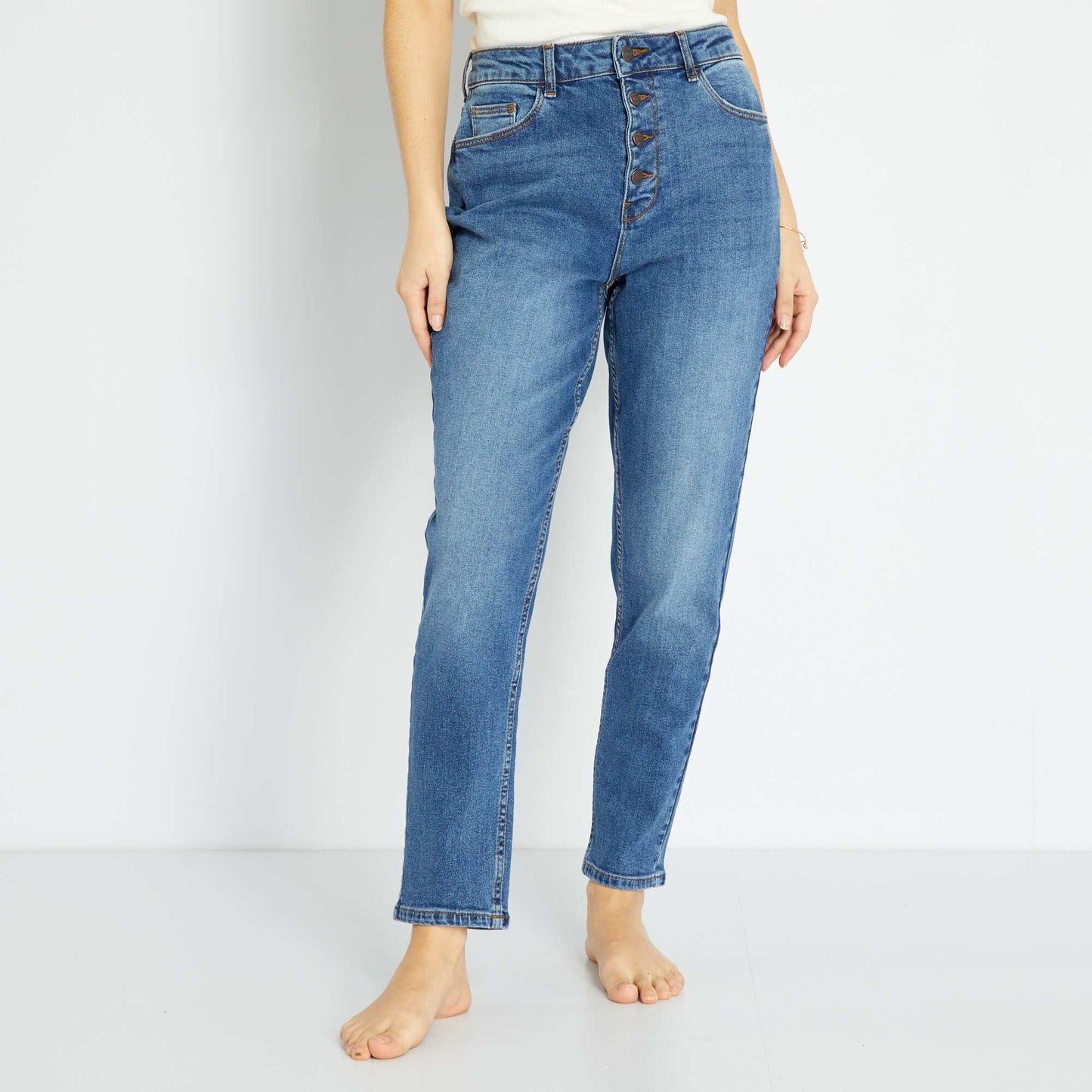 Jean mom taille tr s haute - L30 Bleu stone