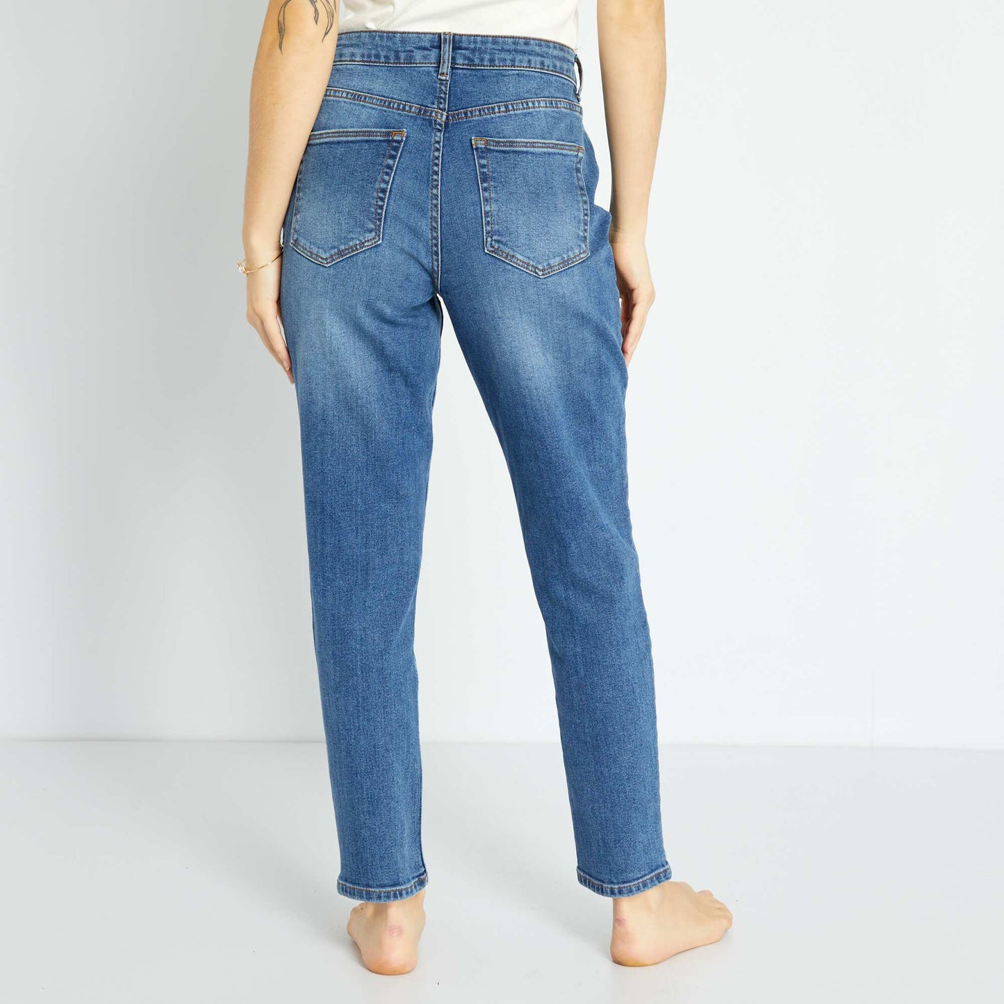 Jean mom taille tr s haute - L30 Bleu stone