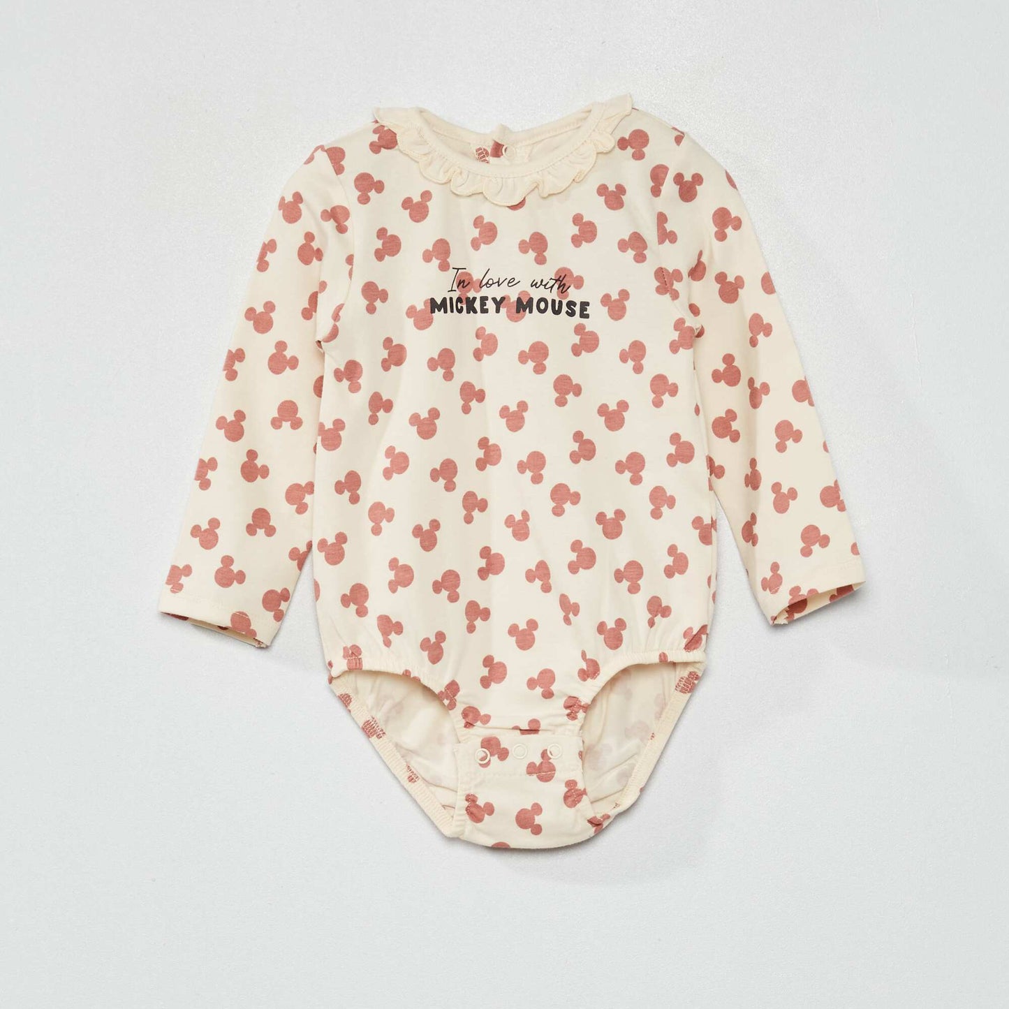 Body manches longues 'Mickey' Beige imprim