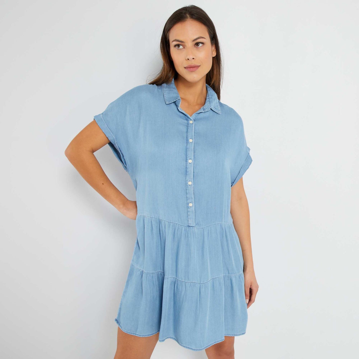 Robe courte avec col chemise Bleu