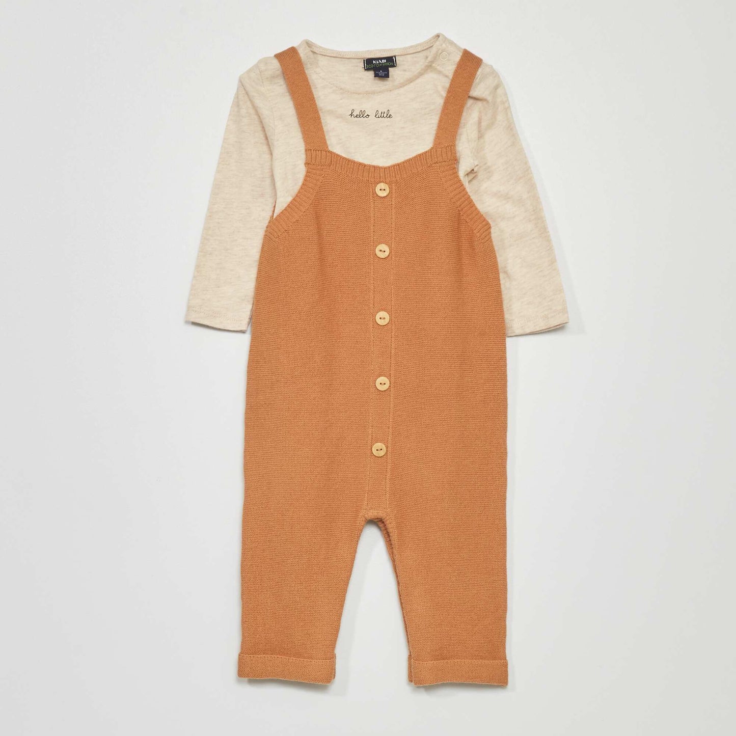 Ensemble salopette + body Beige