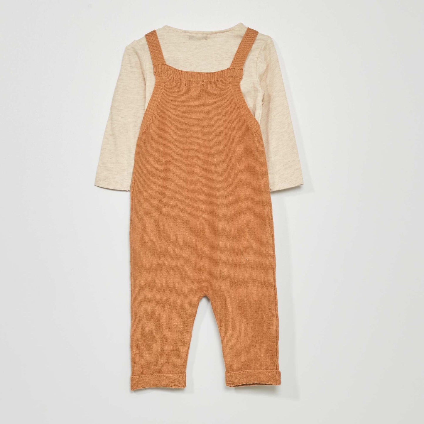 Ensemble salopette + body Beige