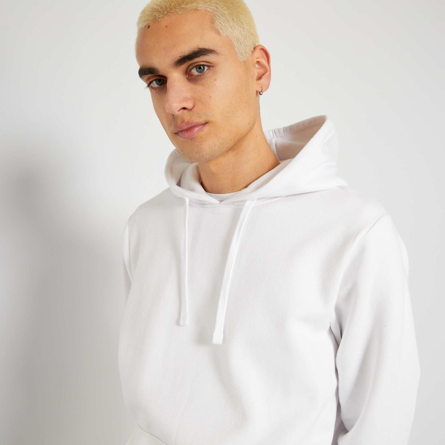Sweat capuche en molleton uni blanc