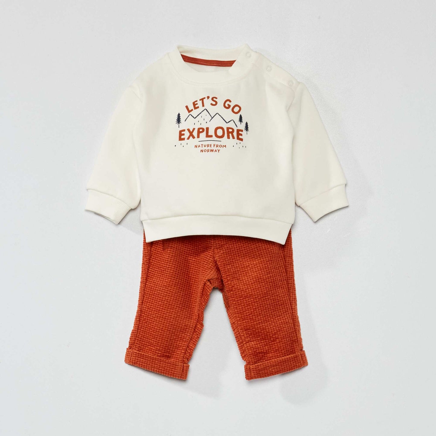 Ensemble en molleton - Sweat + pantalon Blanc/marron