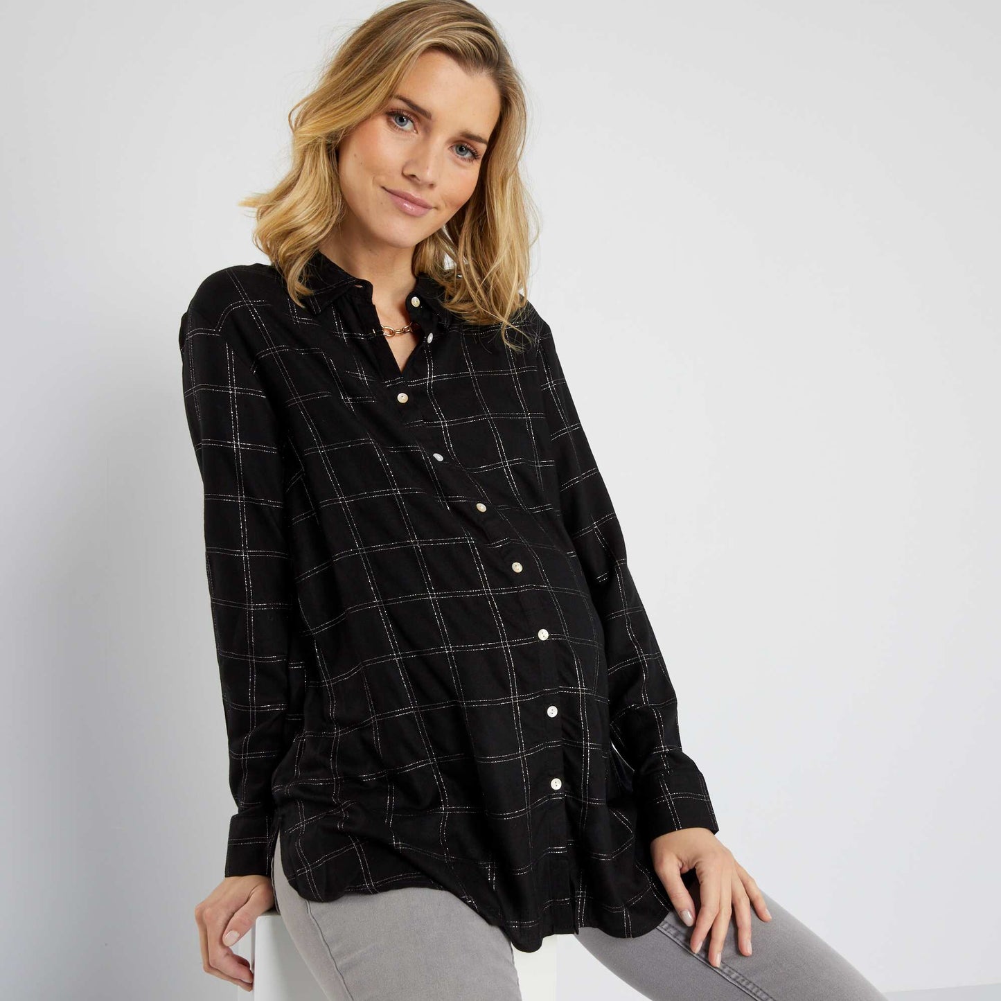 Chemise carreaux maternit Noir
