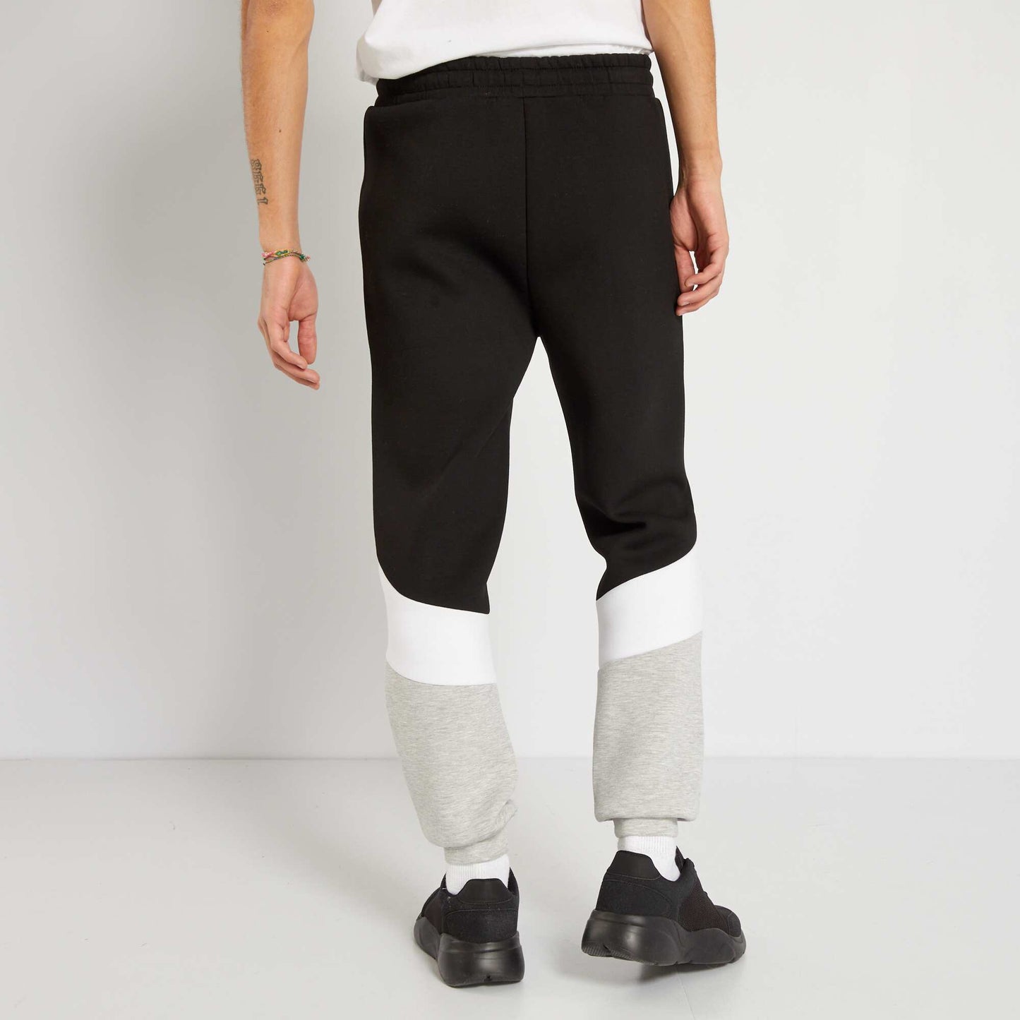 Pantalon de jogging color-block en n opr ne Noir