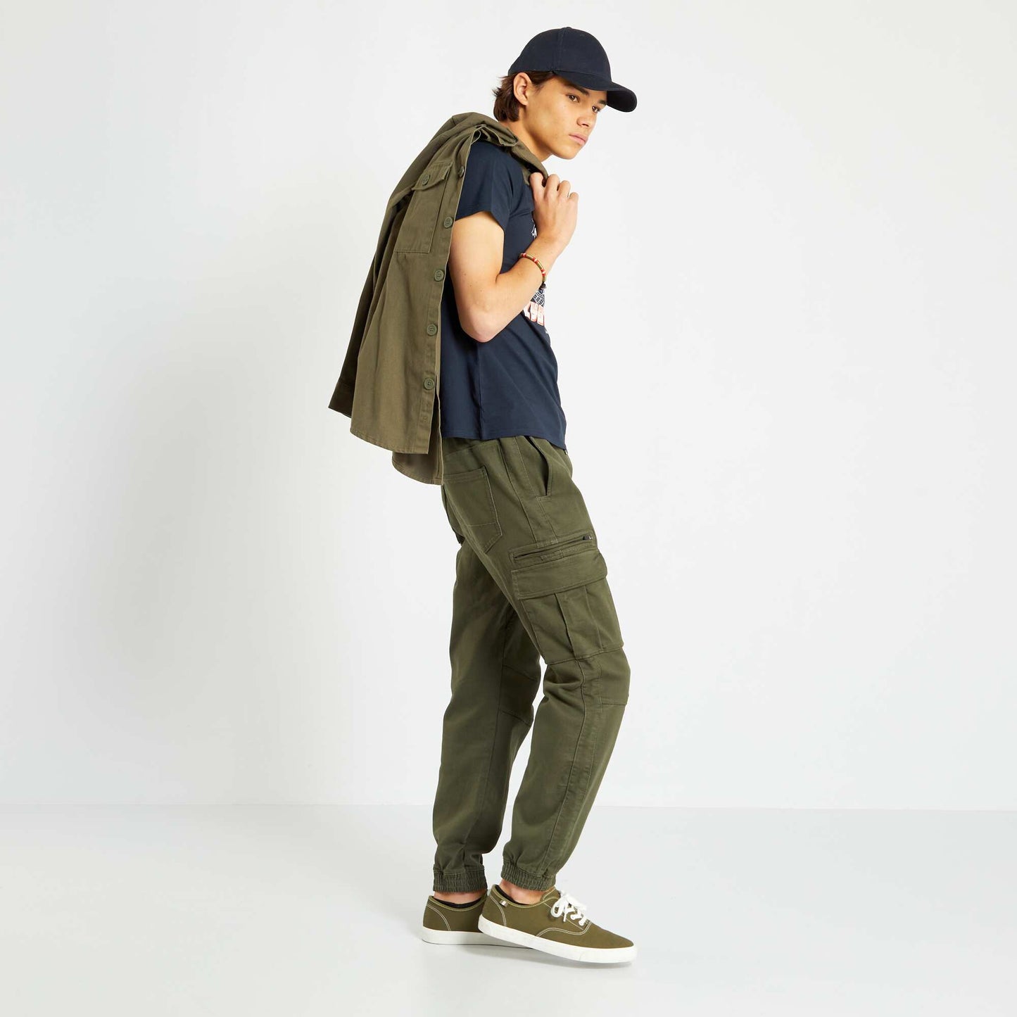 Pantalon jogger fit denim Kaki