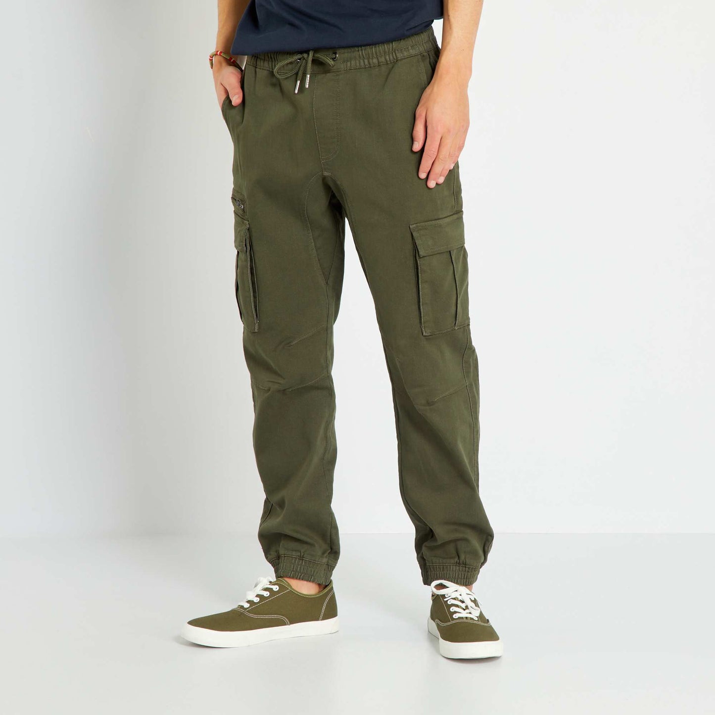 Pantalon jogger fit denim Kaki