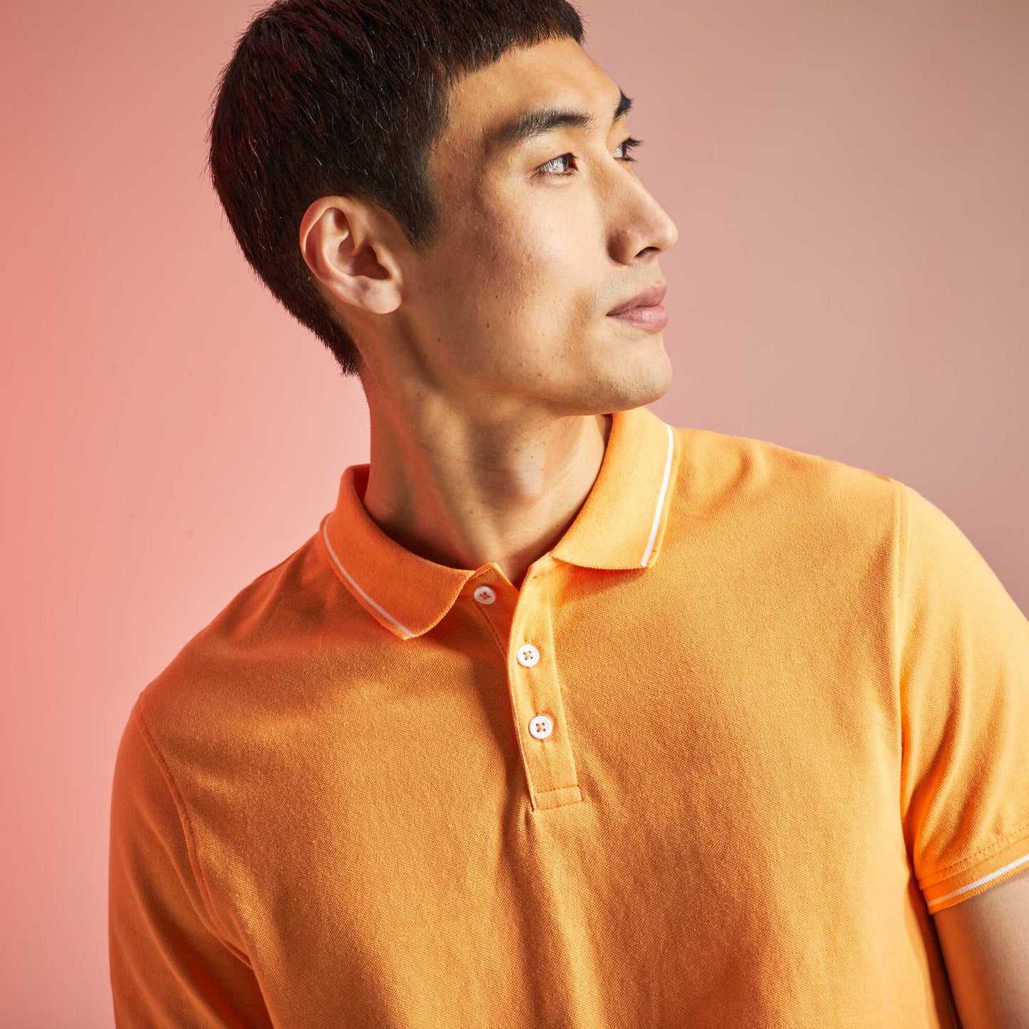 Polo en piqué de coton orange abricot