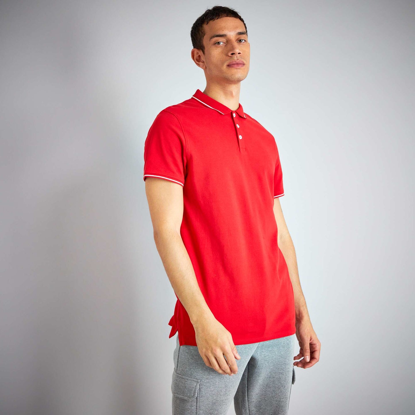 Polo en piqu de coton Rouge