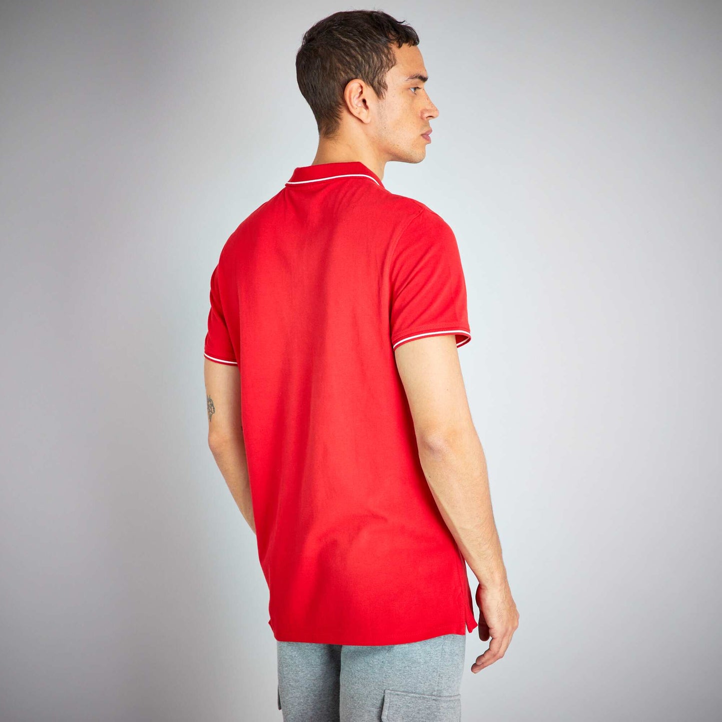 Polo en piqu de coton Rouge