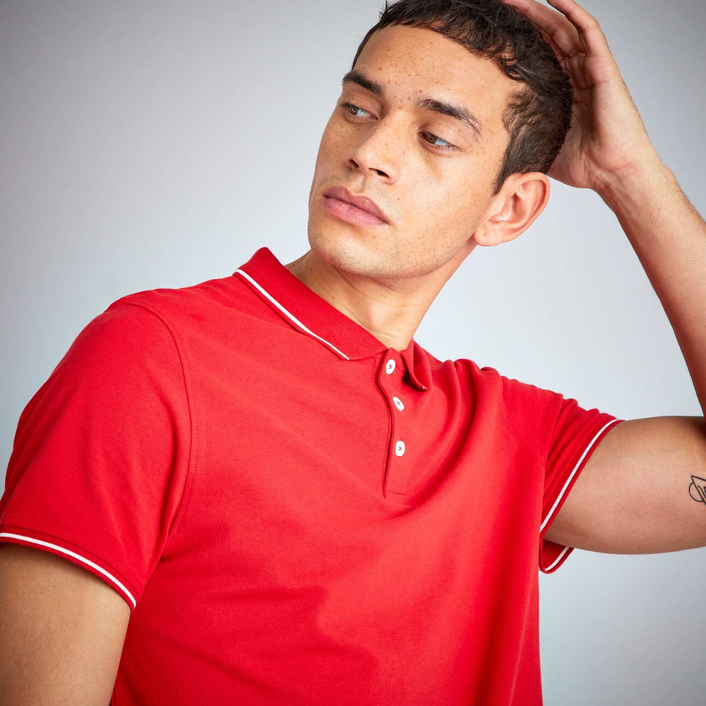 Polo en piqu de coton Rouge