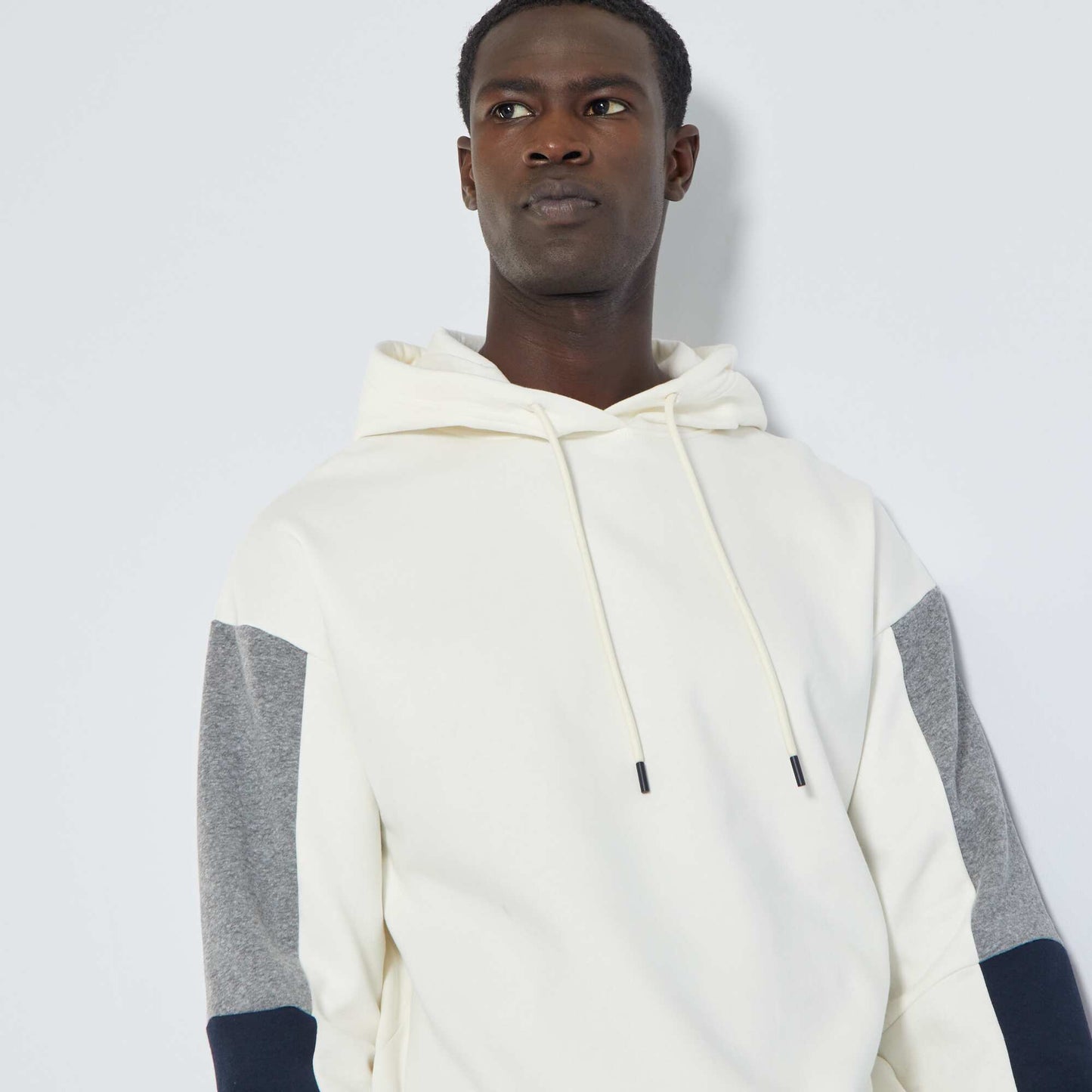 Sweat capuche en molleton color-block Blanc