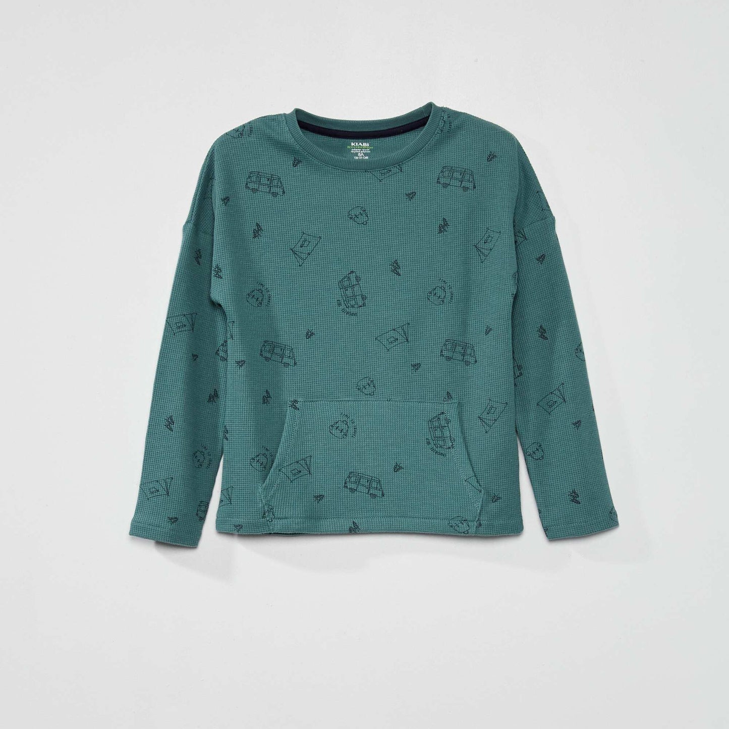 T-shirt en maille gaufr e Vert