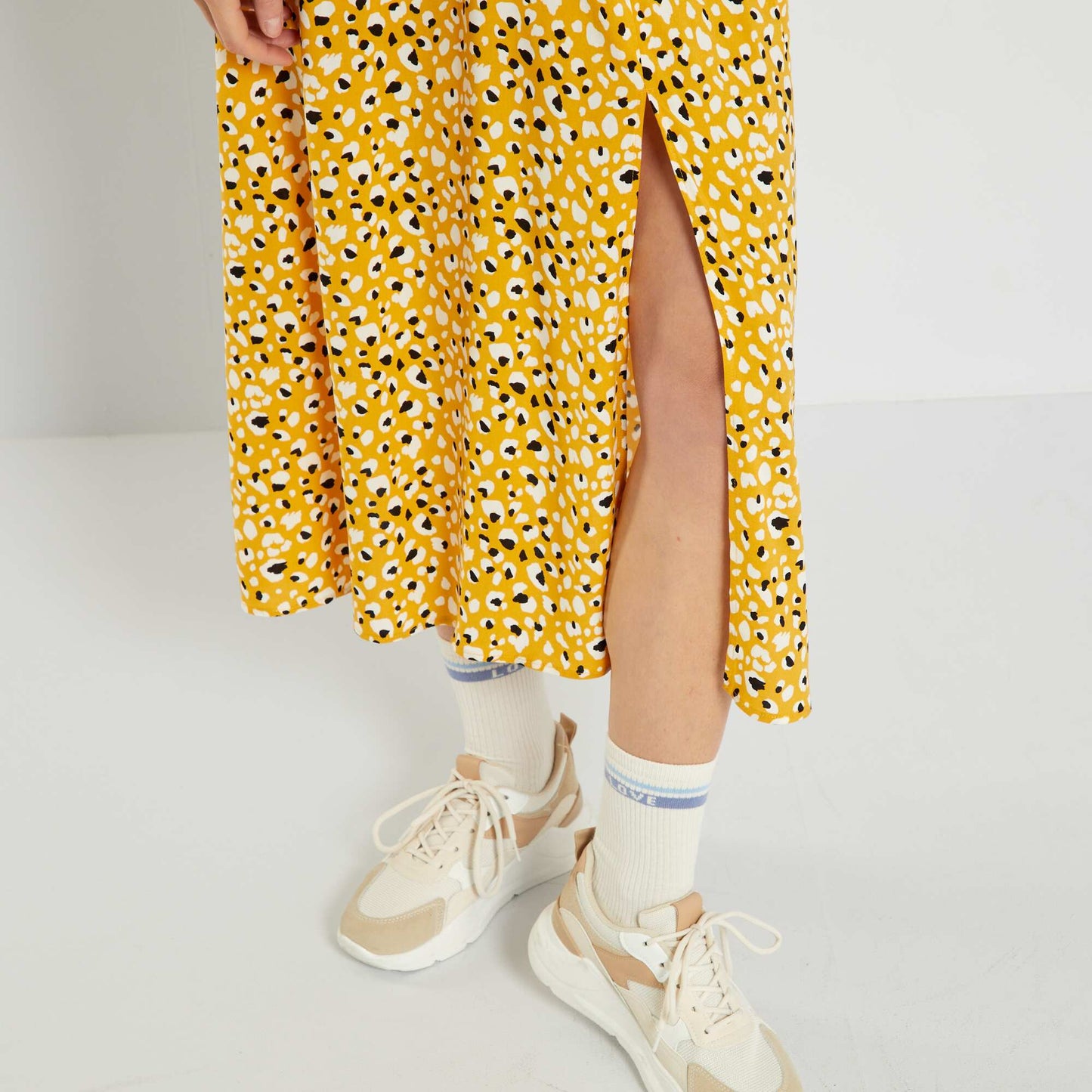 Jupe midi avec imprim Jaune