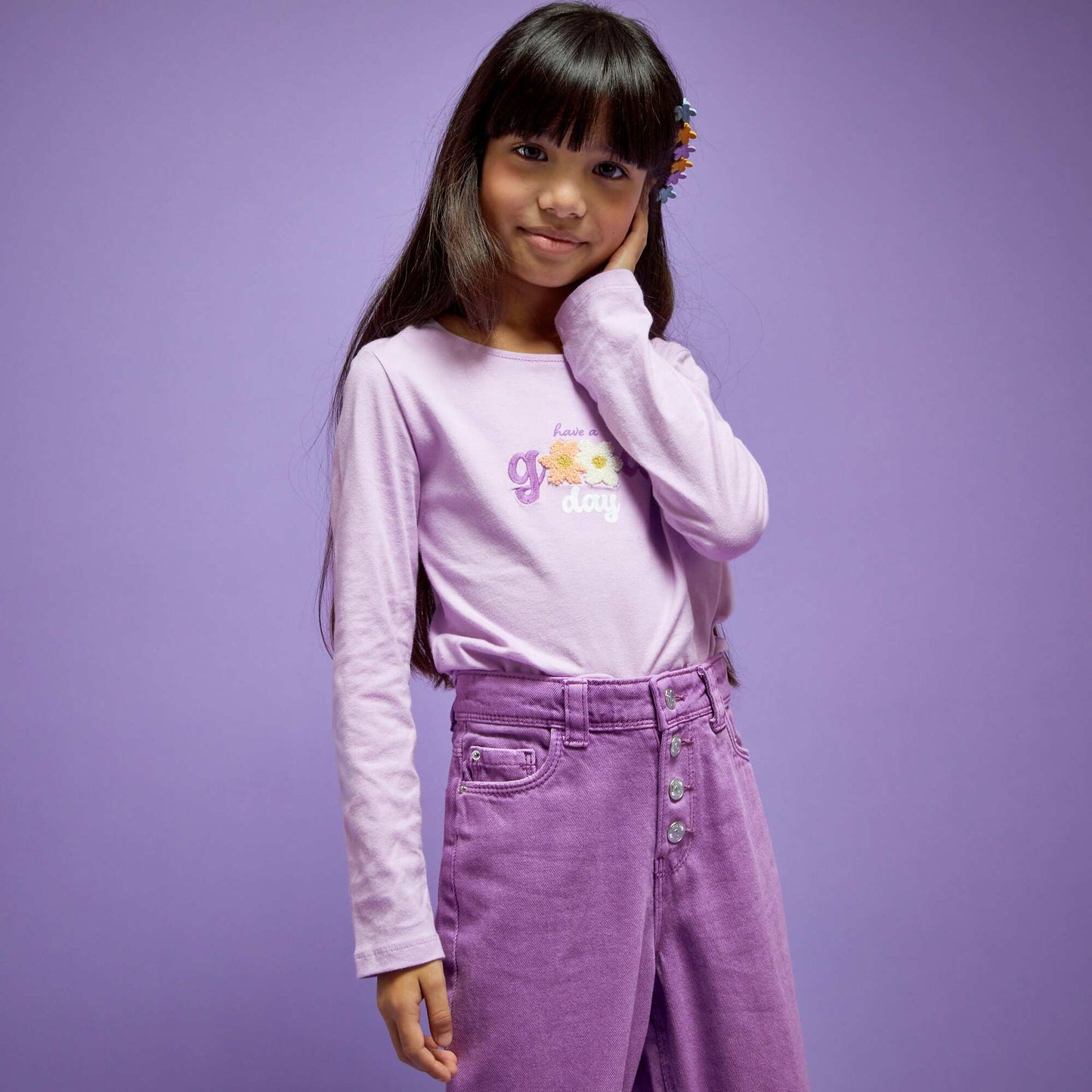 Tee-shirt manches longues imprim fantaisie Violet