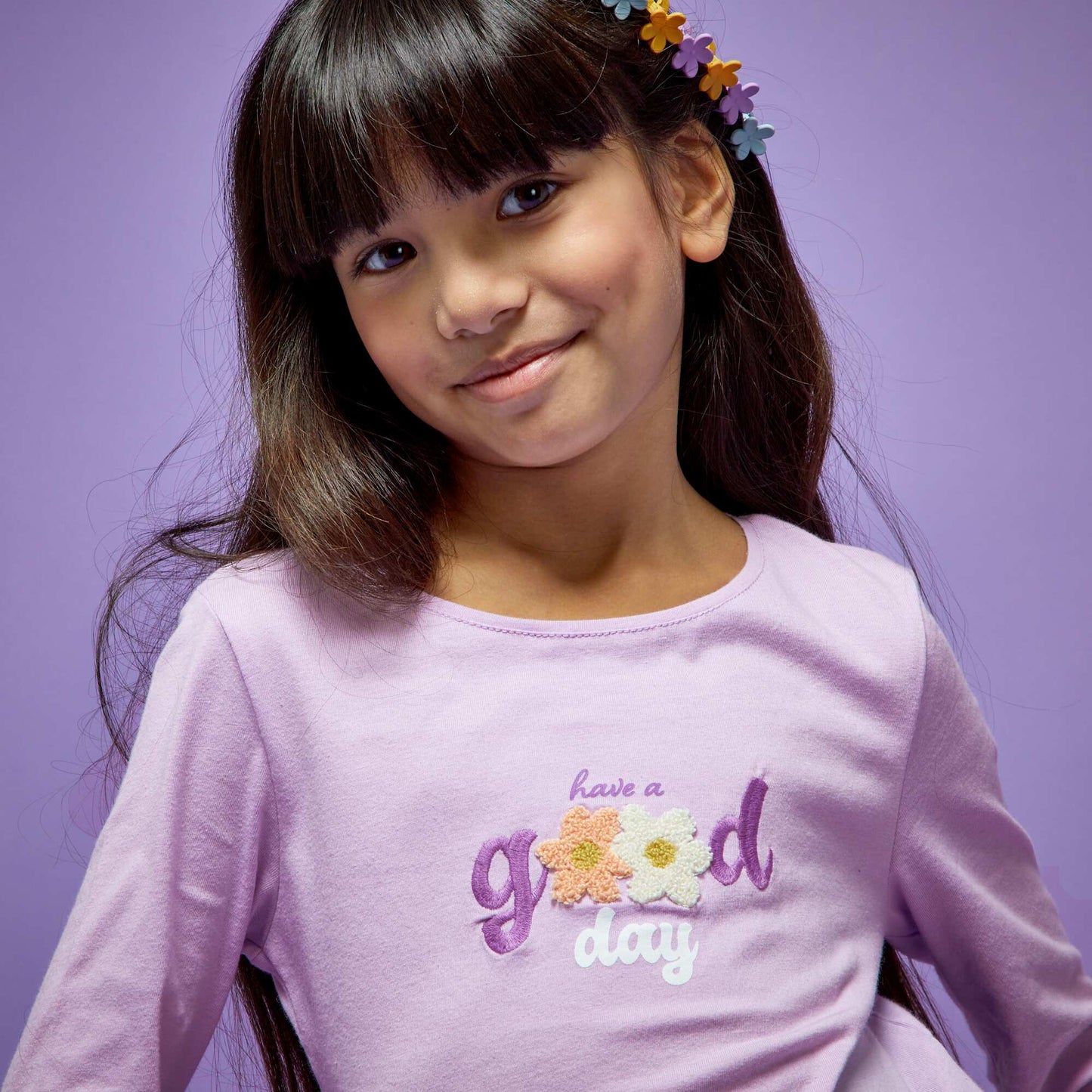 Tee-shirt manches longues imprim fantaisie Violet