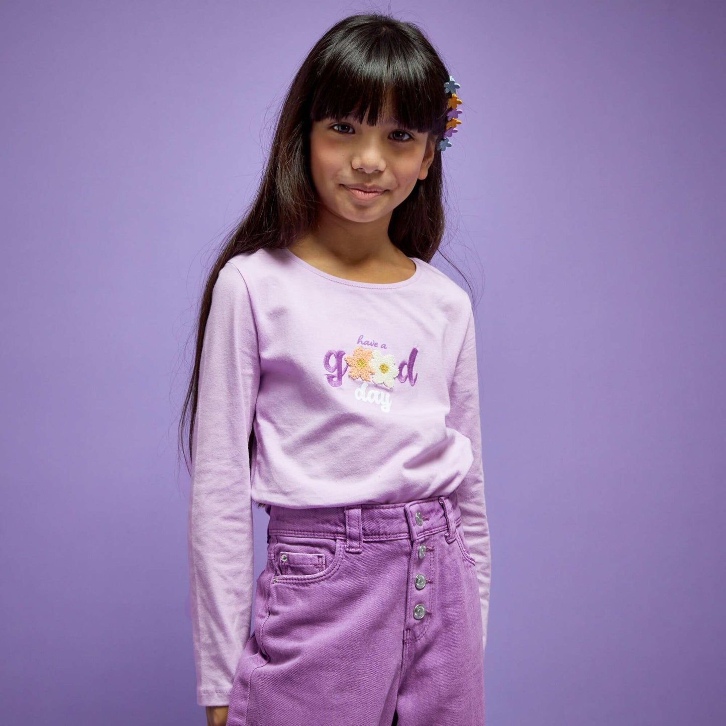 Tee-shirt manches longues imprim fantaisie Violet