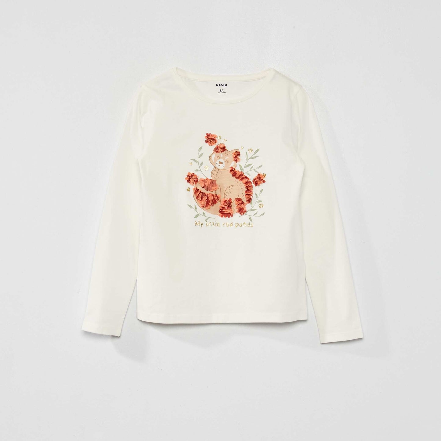 Tee-shirt manches longues imprim fantaisie Blanc 'panda'