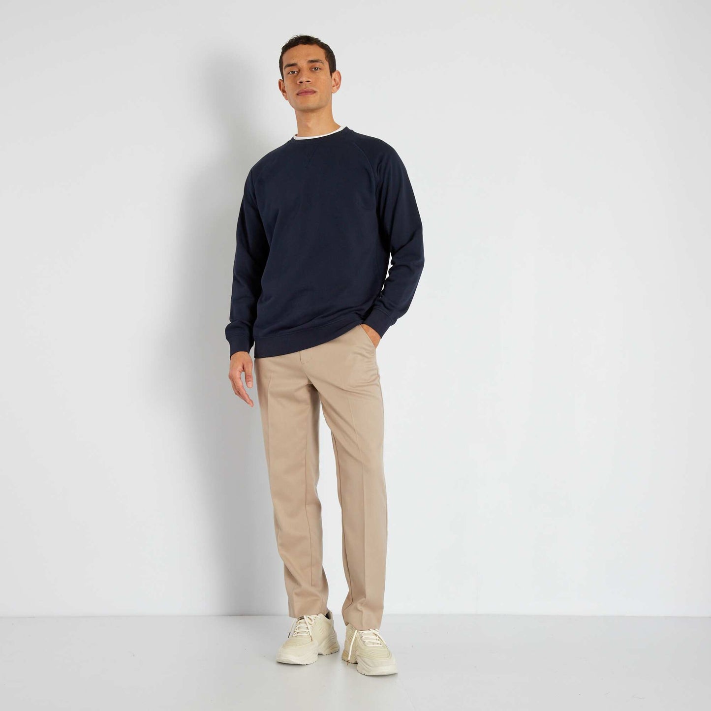 Sweat uni en molleton Bleu marine