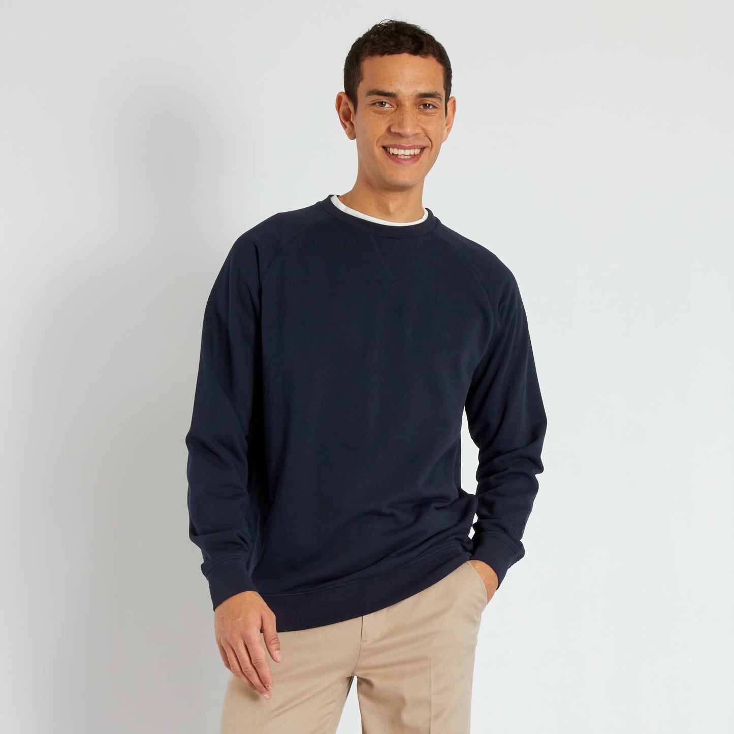 Sweat uni en molleton Bleu marine