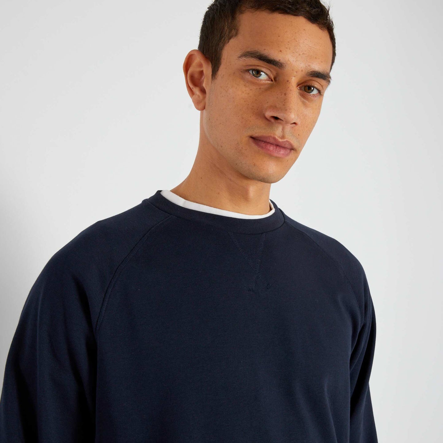Sweat uni en molleton Bleu marine
