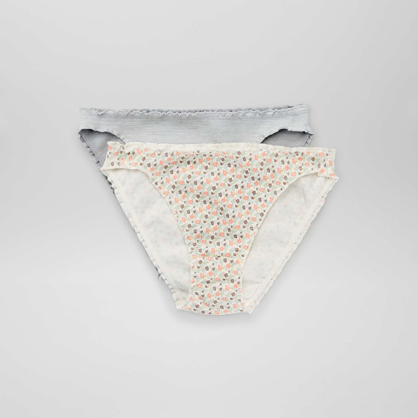 Lot de 2 culottes forme bloomer Gris/blanc