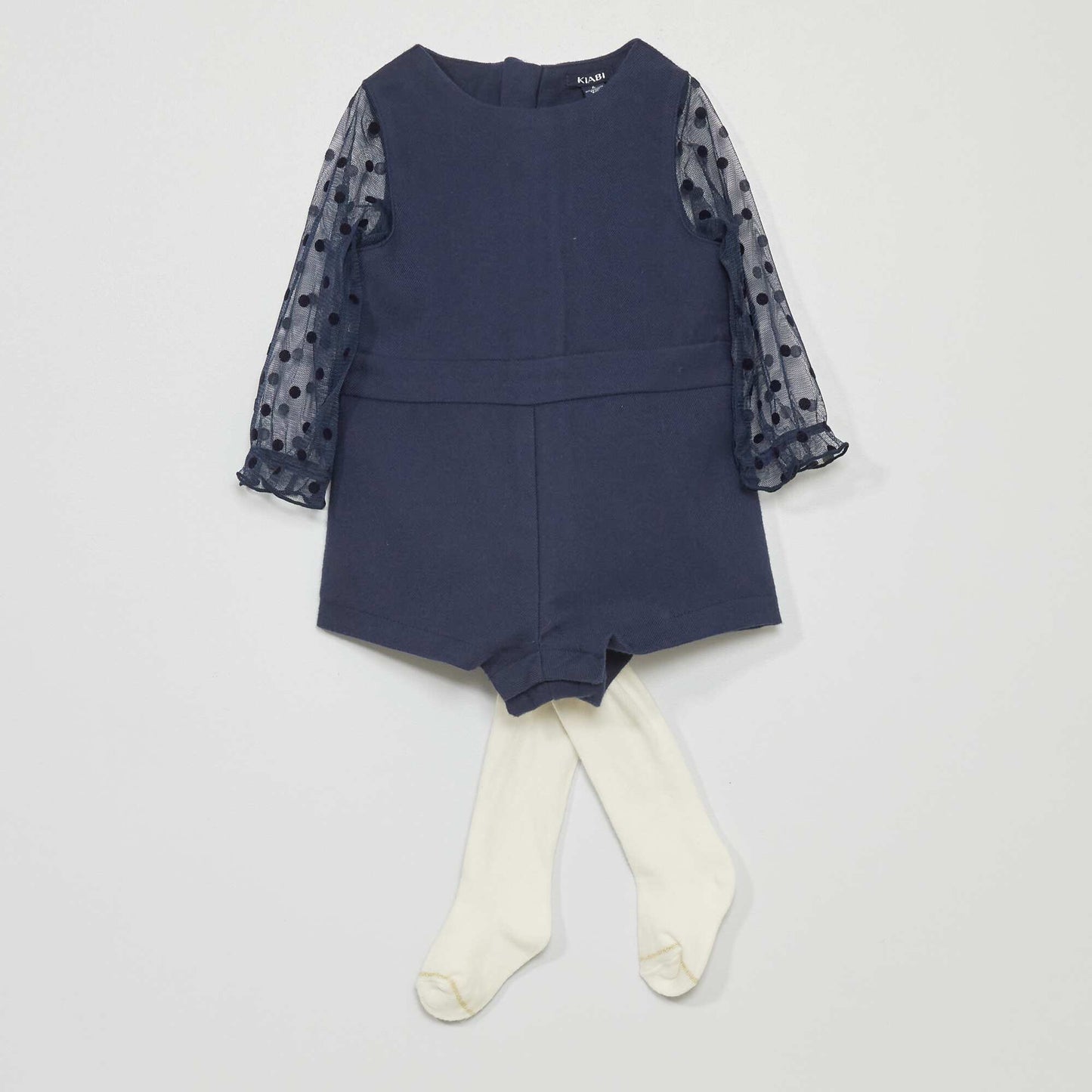 Ensemble combishort + collant Bleu/blanc