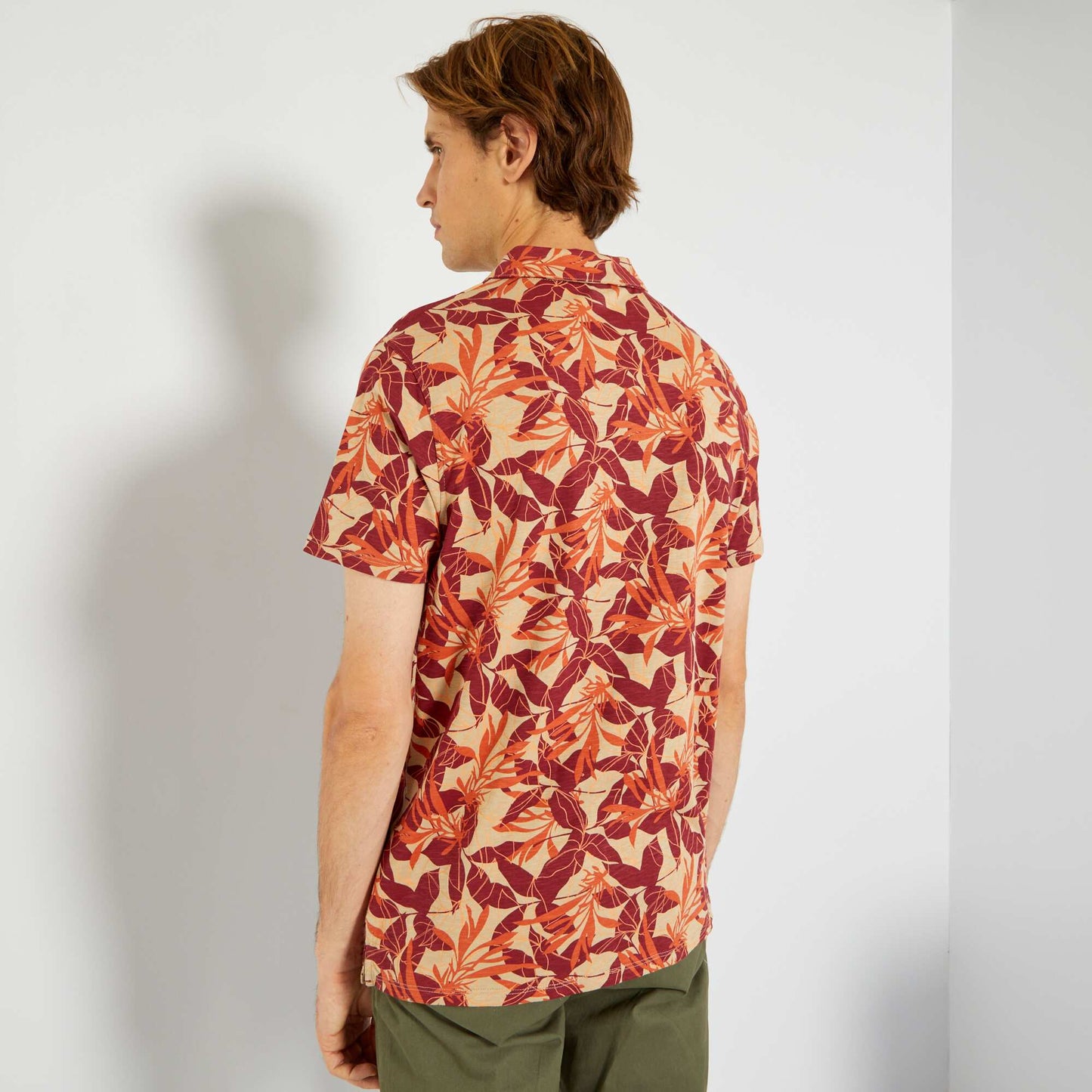 Polo en maille jersey Beige/rouge