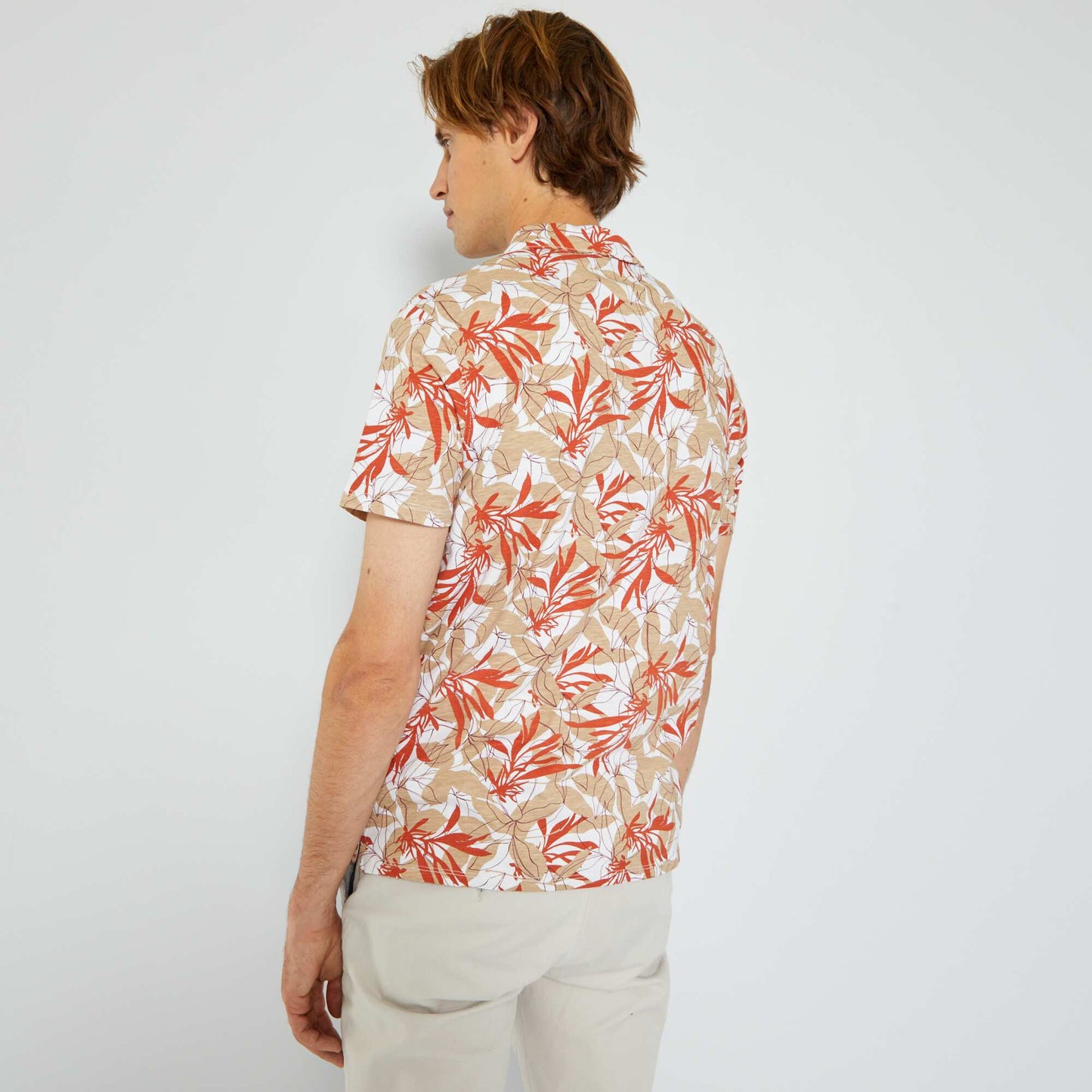 Polo en maille jersey Blanc/beige