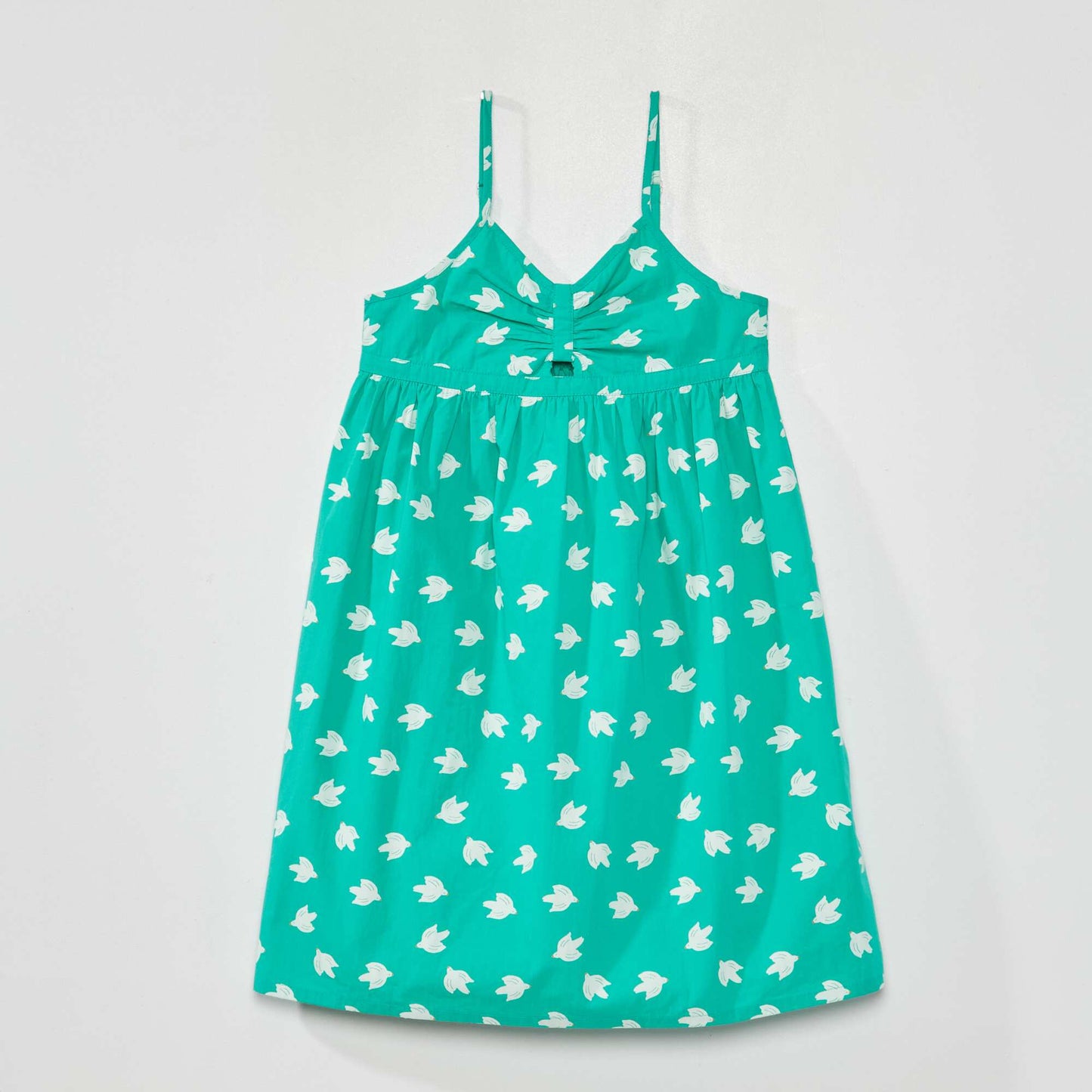 Robe en popeline imprim Vert oiseau