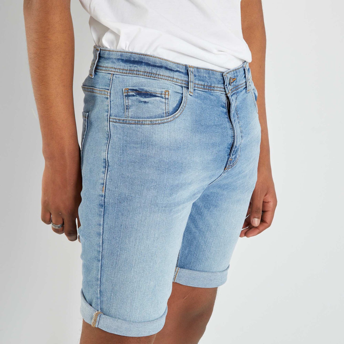 Bermuda en jean taille ajustable Double stone