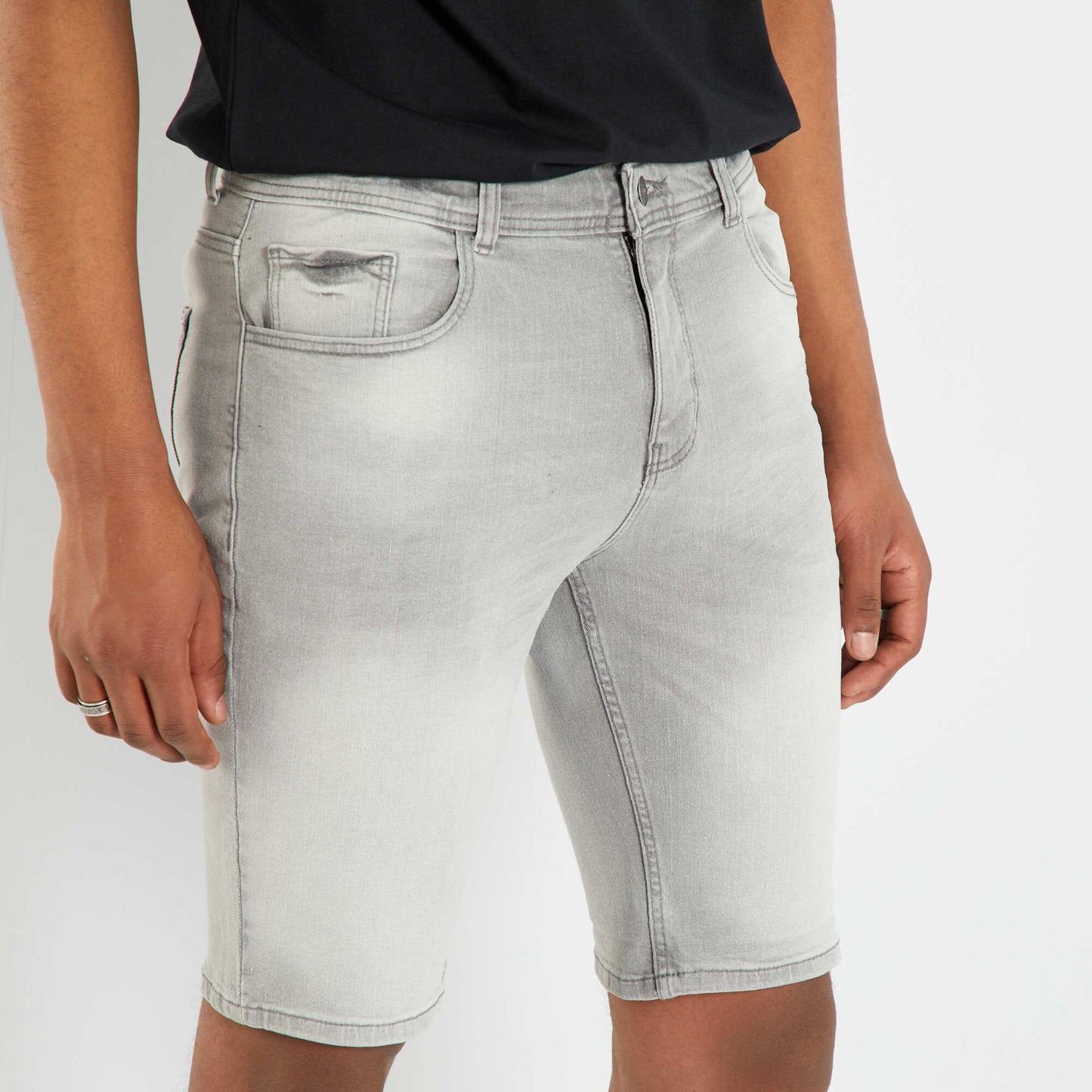 Bermuda en jean taille ajustable Gris