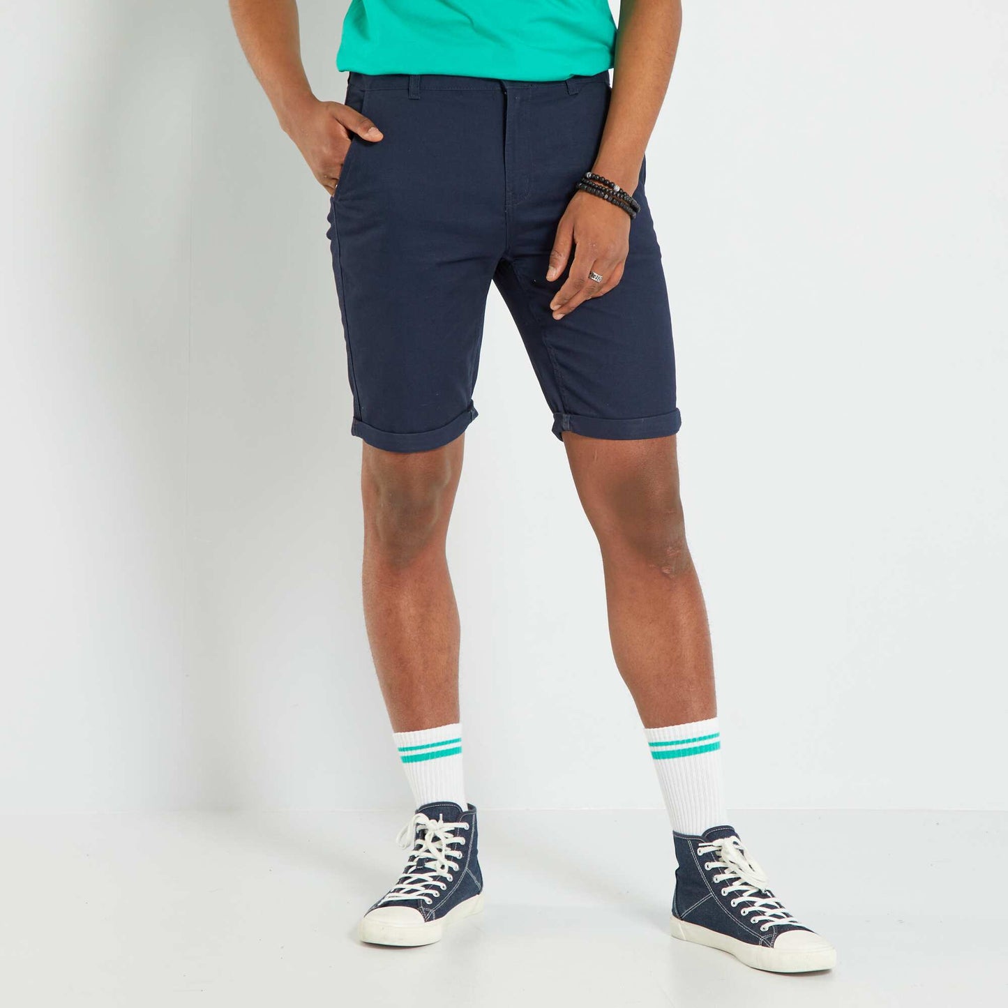 Bermuda chino droit bleu marine