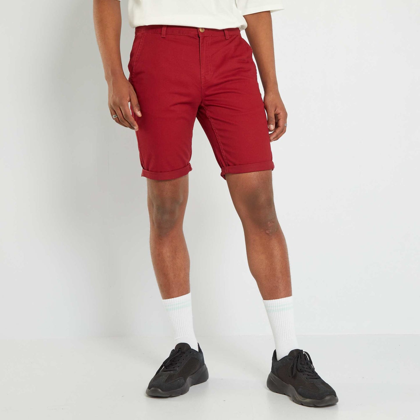Bermuda chino droit rouge bordeaux