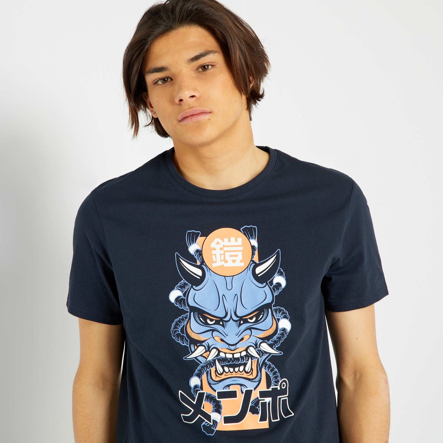 T-shirt imprim col rond Bleu marine