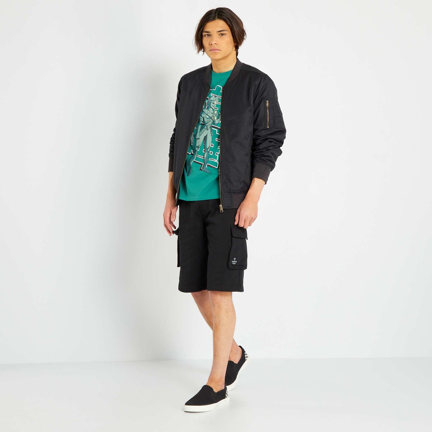 T-shirt imprim col rond Vert