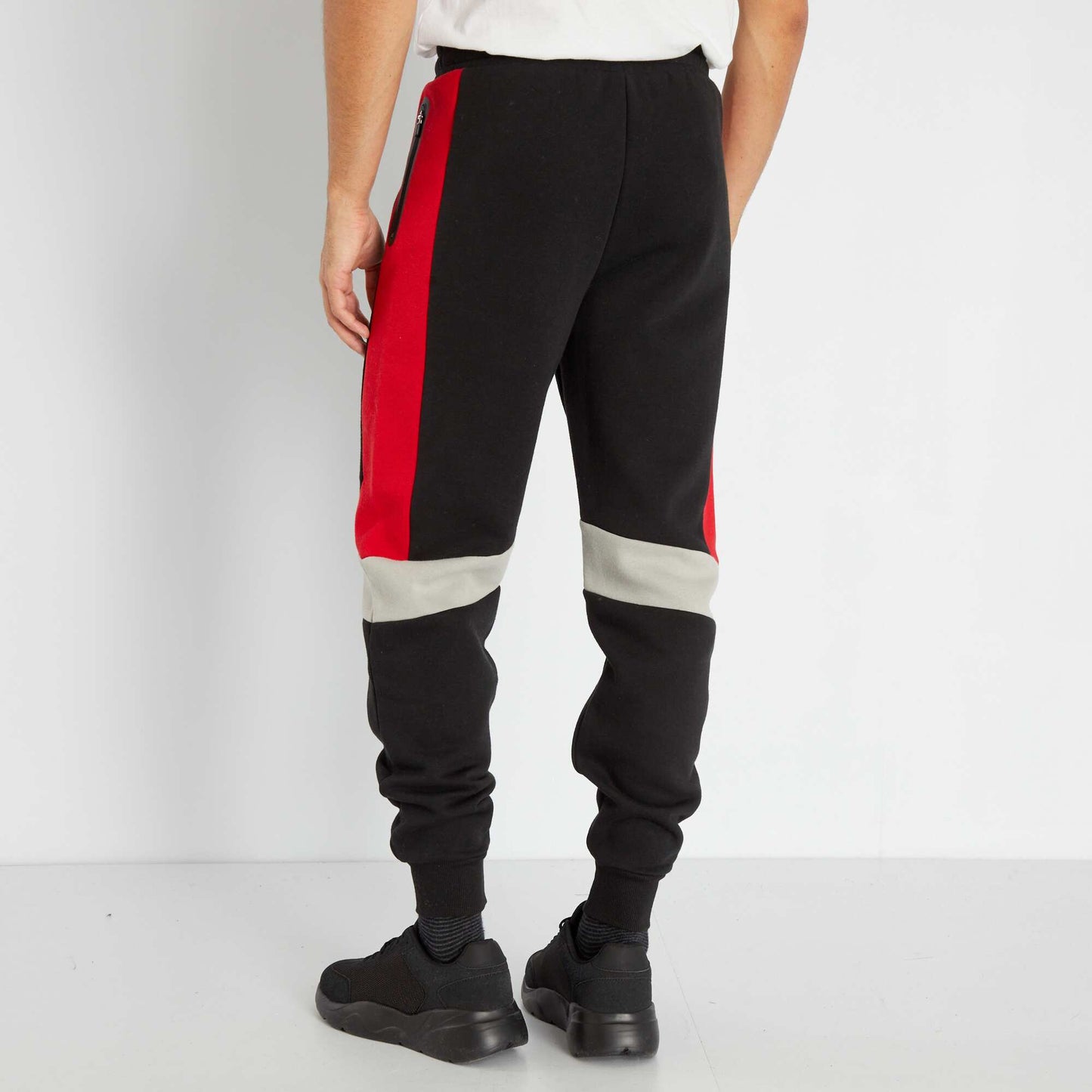 Pantalon jogging color-block noir