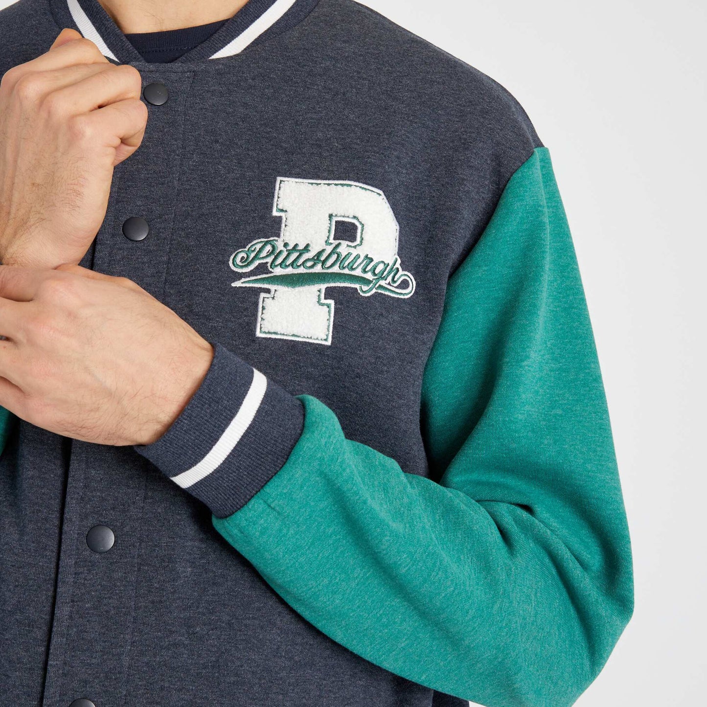 Veste en molleton fa on coll ge US Bleu/vert